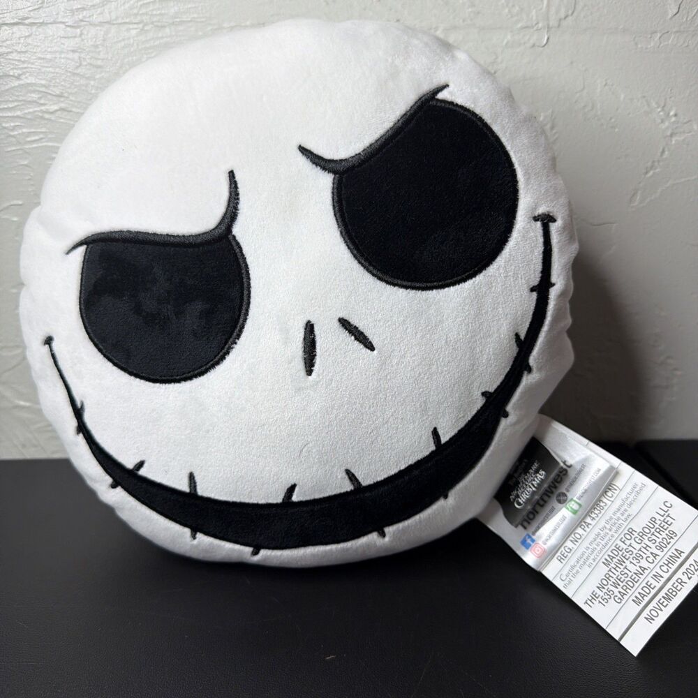 Disney 11” Nightmare Before Christmas Jack Skellington Face Plush Pillow